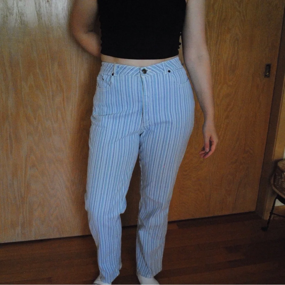 St. John's Bay stretch striped mom jeans! - Picture 1 of 8